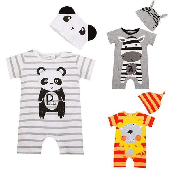 Boys /Girls Summer Romper And Beanie Set-Style A-6M-JadeMoghul Inc.