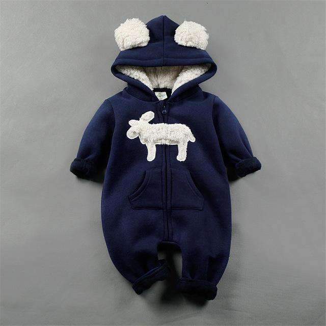 Boys / Girls Warm Fur Lined Romper-as picture 1-6M-JadeMoghul Inc.