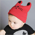 Boys Machine Knitted Cat Cap-Red-JadeMoghul Inc.