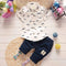 Boys Moustache Print Button Down Cotton Shirt And Shorts Set-Army Green-7-9 months-JadeMoghul Inc.