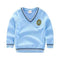 Boys Preppy Style V-Neck Cotton Pull Over Sweater-Blue-3T-JadeMoghul Inc.