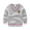 Boys Preppy Style V-Neck Cotton Pull Over Sweater-Grey-3T-JadeMoghul Inc.