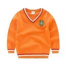 Boys Preppy Style V-Neck Cotton Pull Over Sweater-Orange-3T-JadeMoghul Inc.