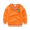 Boys Preppy Style V-Neck Cotton Pull Over Sweater-Orange-3T-JadeMoghul Inc.