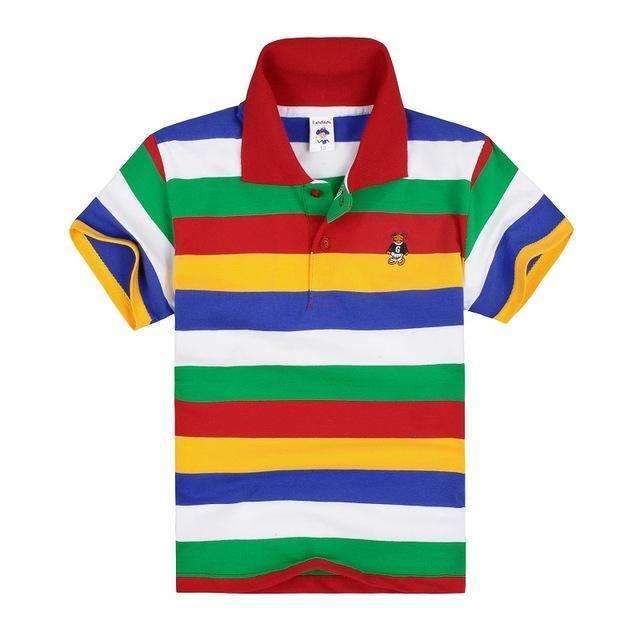 Boys Short Sleeves Striped Polo Shirts-Multi 3-10-JadeMoghul Inc.