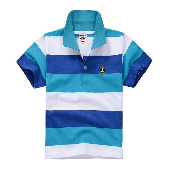 Boys Short Sleeves Striped Polo Shirts-Multi 3-10-JadeMoghul Inc.