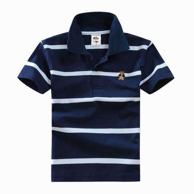 Boys Short Sleeves Striped Polo Shirts-Multi 3-10-JadeMoghul Inc.