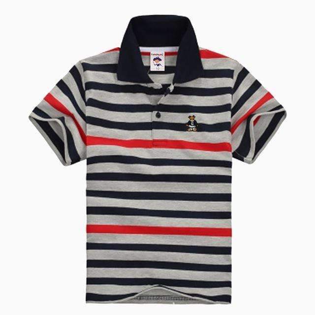 Boys Short Sleeves Striped Polo Shirts-Multi 3-10-JadeMoghul Inc.