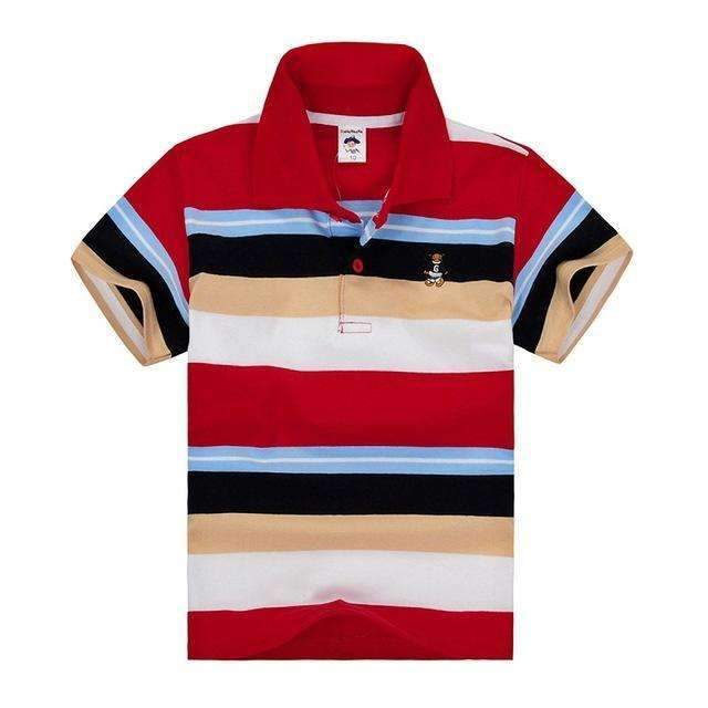 Boys Short Sleeves Striped Polo Shirts-Multi 9-10-JadeMoghul Inc.