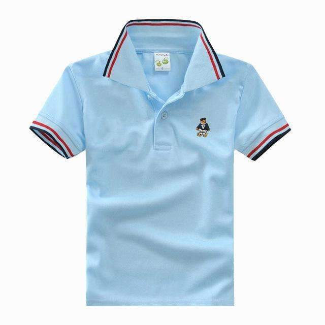 Boys Short Sleeves Striped Polo Shirts-Sky Blue-10-JadeMoghul Inc.