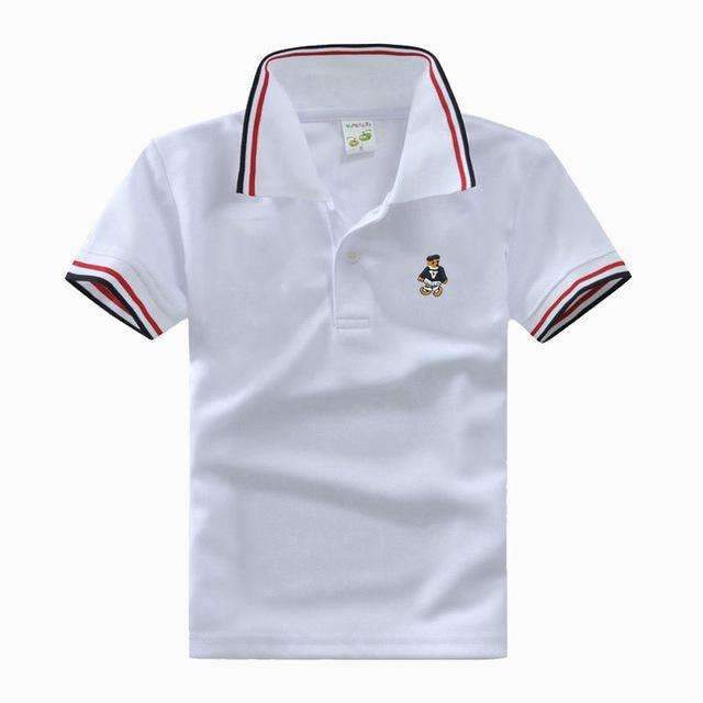 Boys Short Sleeves Striped Polo Shirts-White-10-JadeMoghul Inc.