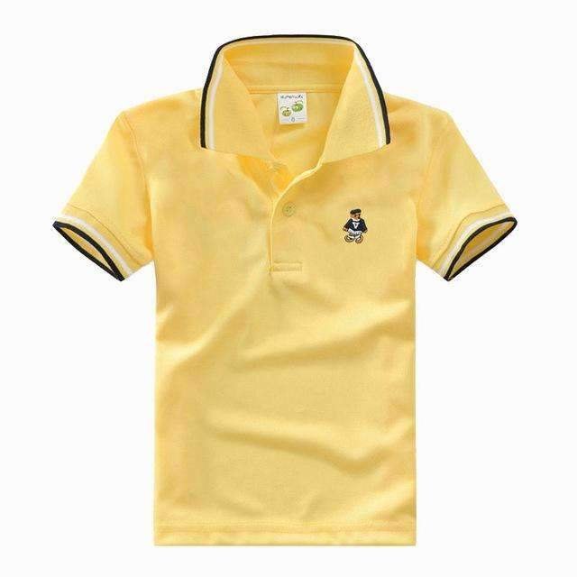 Boys Short Sleeves Striped Polo Shirts-Yellow-10-JadeMoghul Inc.