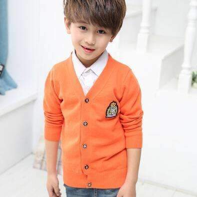 Boys Solid Colors Cardigan Sweater-Orange-4T-JadeMoghul Inc.