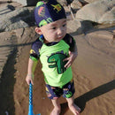 Boys Swim Shirt , Shorts And Hat Set-Green-9M-JadeMoghul Inc.