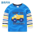 Boys T-shirt Kids Tees Baby Child Boy Cartoon Spring Children Tee Long Sleeve Stitching Cotton Cars Trucks Striped Autumn Shirt-bluecar-2T-JadeMoghul Inc.