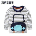 Boys T-shirt Kids Tees Baby Child Boy Cartoon Spring Children Tee Long Sleeve Stitching Cotton Cars Trucks Striped Autumn Shirt-greyjeep-2T-JadeMoghul Inc.