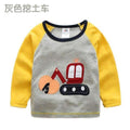 Boys T-shirt Kids Tees Baby Child Boy Cartoon Spring Children Tee Long Sleeve Stitching Cotton Cars Trucks Striped Autumn Shirt-greyrooter-2T-JadeMoghul Inc.