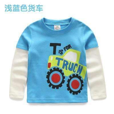 Boys T-shirt Kids Tees Baby Child Boy Cartoon Spring Children Tee Long Sleeve Stitching Cotton Cars Trucks Striped Autumn Shirt-orangecar-2T-JadeMoghul Inc.