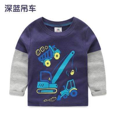 Boys T-shirt Kids Tees Baby Child Boy Cartoon Spring Children Tee Long Sleeve Stitching Cotton Cars Trucks Striped Autumn Shirt-orangecar-2T-JadeMoghul Inc.