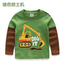 Boys T-shirt Kids Tees Baby Child Boy Cartoon Spring Children Tee Long Sleeve Stitching Cotton Cars Trucks Striped Autumn Shirt-orangecar-2T-JadeMoghul Inc.