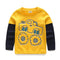 Boys T-shirt Kids Tees Baby Child Boy Cartoon Spring Children Tee Long Sleeve Stitching Cotton Cars Trucks Striped Autumn Shirt-orangecar-2T-JadeMoghul Inc.