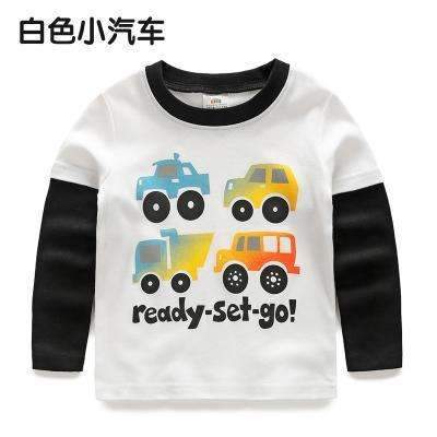 Boys T-shirt Kids Tees Baby Child Boy Cartoon Spring Children Tee Long Sleeve Stitching Cotton Cars Trucks Striped Autumn Shirt-whitecar-2T-JadeMoghul Inc.