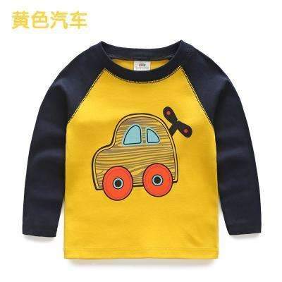 Boys T-shirt Kids Tees Baby Child Boy Cartoon Spring Children Tee Long Sleeve Stitching Cotton Cars Trucks Striped Autumn Shirt-yellowbus-2T-JadeMoghul Inc.