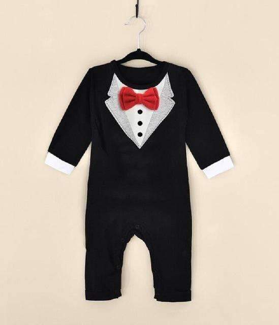 Boys Tuxedo Print Full Sleeves Romper-black-3M-JadeMoghul Inc.