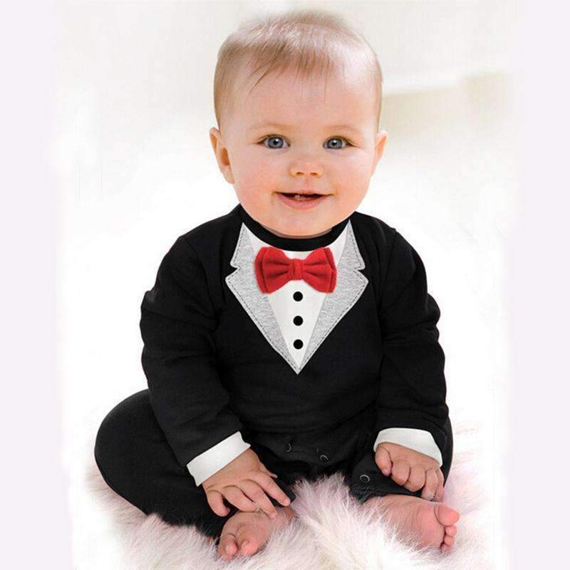 Boys Tuxedo Print Full Sleeves Romper-black-3M-JadeMoghul Inc.