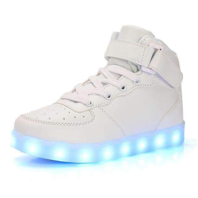 Boys USB Charging LED Light Up Shoes-White-10.5-JadeMoghul Inc.