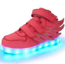 Boys USB Charging LED Light Up Shoes With Wing Design-Pink-1-JadeMoghul Inc.