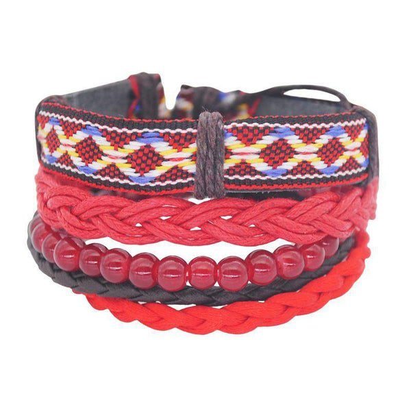 Bracelets Retro Boho Women Multilayer Handmade Braided Woven Design Bracelets TIY