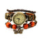 Bracelets Retro Butterfly Pendant Wooden Beads Leather Bracelet Watch TIY