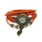 Bracelets Retro Leaf Pendant Wooden Beads Multilayer Leather Bracelet Watch TIY