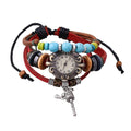 Bracelets Retro Prayer Wheel Pendant Wooden Beads Leather Bracelet Watch TIY