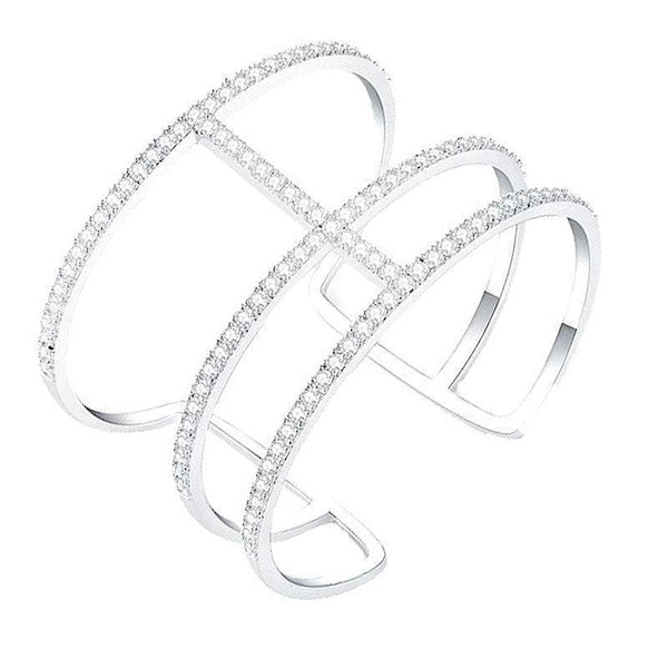 Bracelets Simple Multi Lines Design Exquisite Women Zircon Decor Cuff Brass Bangle TIY