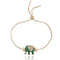 Bracelets Simple Pave Crystal Design Gold Plated Green Enamel Elephant Alloy Adjustable Bracelets TIY