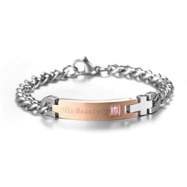 Sweet Love Romantic Engagement Lovers' Stainless Steel Bracelet
