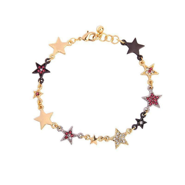 Sweet Star Design Women Multicolor Rhinestone Decor Chain Bracelet