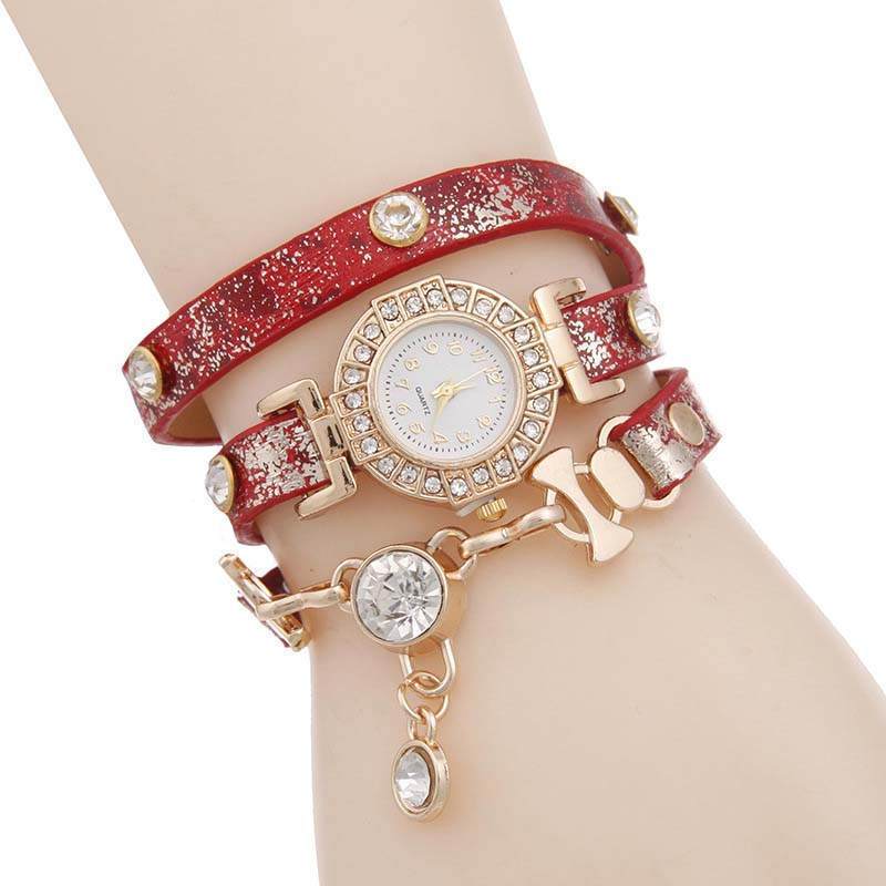Trendy Style Fashion Women Multilayer PU Bracelet Watch