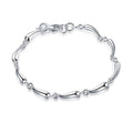 Unisex Party Full Water Drop Shape Chain Silver Plated Copper Bracelet