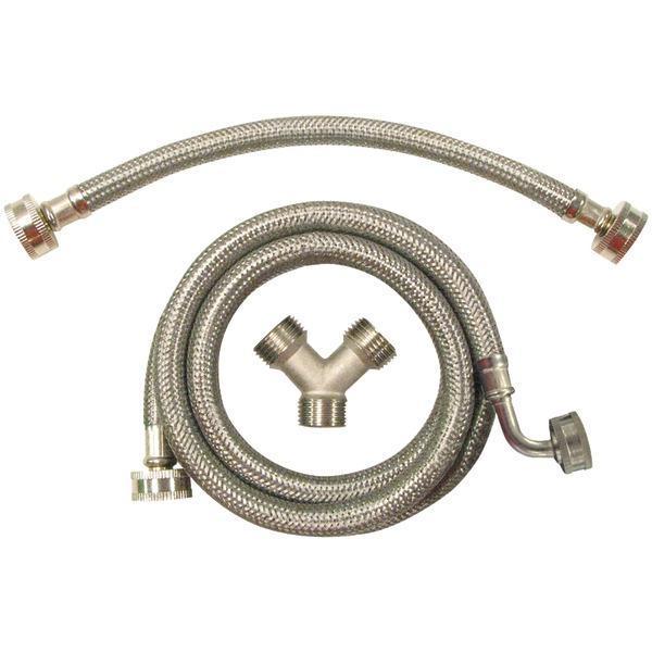 Braided Stainless Steel Steam Dryer Installation Kit with Elbow, 5ft-Dryer Connection & Accessories-JadeMoghul Inc.