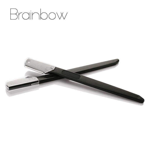 Brainbow 2pcs/Lot Eyebrow Trimmer Makeup Sharp Stainless Steel Eyebrow Knife Hair Revomal Scraper Shaping Shaver Beauty Tools-Black-JadeMoghul Inc.