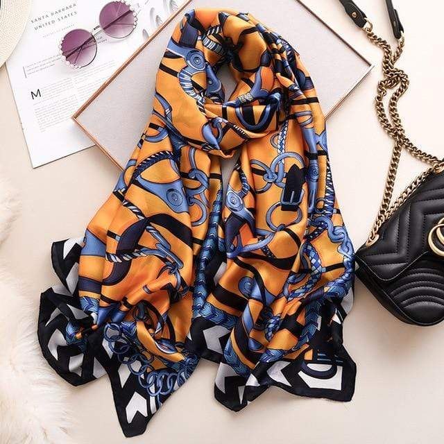 Brand Designer Silk Scarf High Quality Foulard Bandana Long Lrage Shawls Wrpas Winter Neck Scarves Pashmina Lady Hijab 2020 New AExp