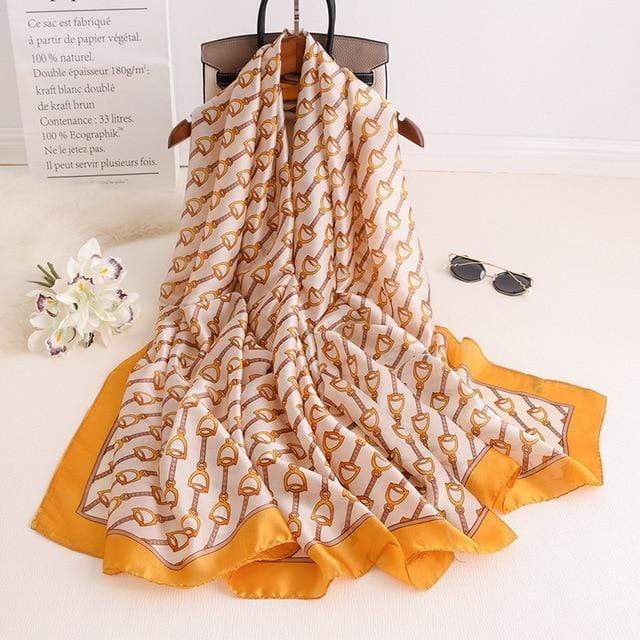 Brand Designer Silk Scarf High Quality Foulard Bandana Long Lrage Shawls Wrpas Winter Neck Scarves Pashmina Lady Hijab 2020 New AExp