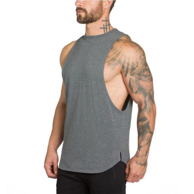 Brand Gyms Stringer Clothing Bodybuilding Tank Top Men Fitness Singlet Sleeveless Shirt Solid Cotton Muscle Vest Gold Undershirt-Dark Grey-L-JadeMoghul Inc.