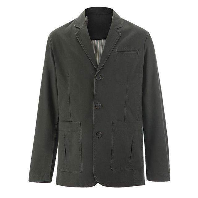 Brand New blazer men Casual Blazer Cotton Denim Parka Men's slim fit Jackets Army Green Khaki Large Size M - XXXL 4XL Coat-Army green-M-JadeMoghul Inc.