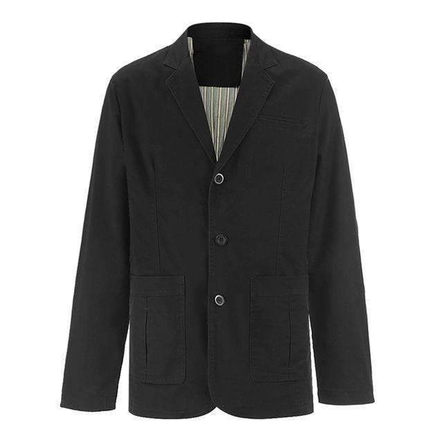 Brand New blazer men Casual Blazer Cotton Denim Parka Men's slim fit Jackets Army Green Khaki Large Size M - XXXL 4XL Coat-Black-M-JadeMoghul Inc.