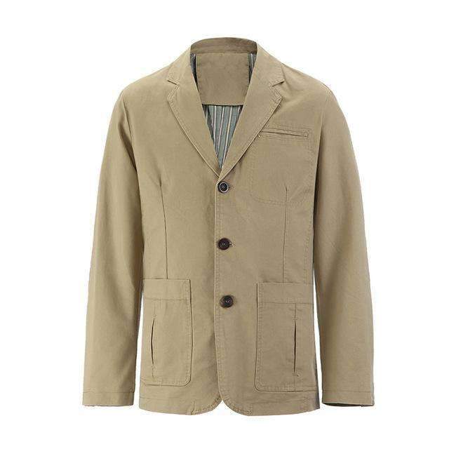 Brand New blazer men Casual Blazer Cotton Denim Parka Men's slim fit Jackets Army Green Khaki Large Size M - XXXL 4XL Coat-Khaki-M-JadeMoghul Inc.
