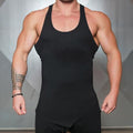 Brand Solid Color Clothing Gyms tank top men Fitness Sleeveless Shirt Cotton blank Muscle vest Bodybuilding Stringer Tanktop-Black-L-JadeMoghul Inc.